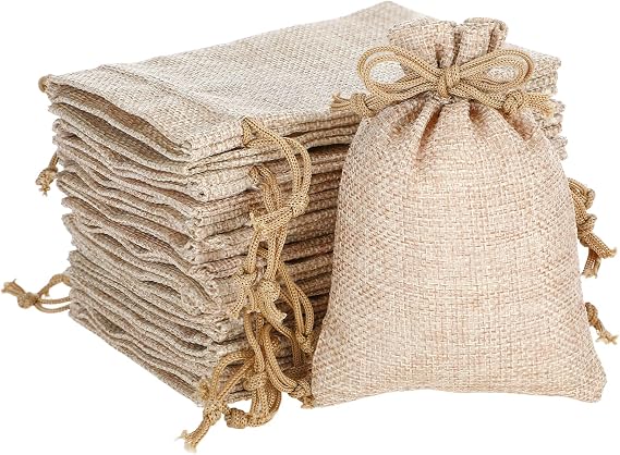 ANPHSIN 75Pcs Small Burlap Drawstring Gift Bags - 3.7"x5.4" Bulk Mini Tiny Goodie Treat Gift Bags HTV Compatible, Rustic Wedding Favors for Guests, Holiday Party Favor