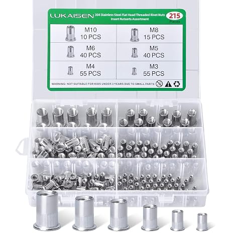215Pcs Metric 304 Stainless Steel Rivet Nut Assortment Kit