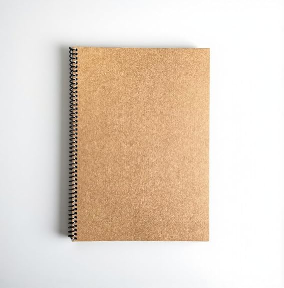 Difference Promotion Checkered Spiral Notepad, A4 Size (21x29.7 cm), 60 Leaves, 90gr. Ivory Paper, Ideal for the Office (Brown Cover)