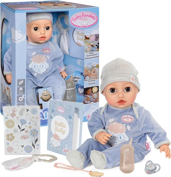 Baby Annabell Interactive Alexander 43cm - Soft bodied baby doll with realistic movements, sounds & accessories - Suitable for Children Aged 3+