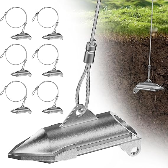 WooFog 6 Pack Earth Anchors for Trapping, Duckbill Earth Anchors