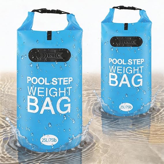 2 Pack 75lb Heavy Duty Pool Ladder Weights, No Breaken Pool Step Weights for Above Ground Pools, 500D PVC Waterproof Pool Stair Weights Pool Sand Bags for Above Ground Swimming Pools Stair Sky Blue