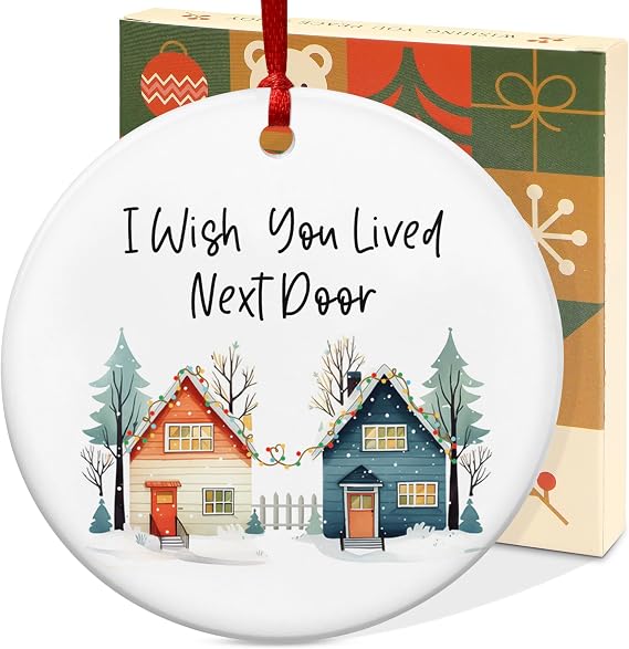 Christmas Friend Gifts for Women Friendship, Ornament - Holiday Decor, Christmas Birthday Gifts for Women, Long Distance Friends, BFF, Work Besties Ideas - Tree Decoration Ceramic Ornament