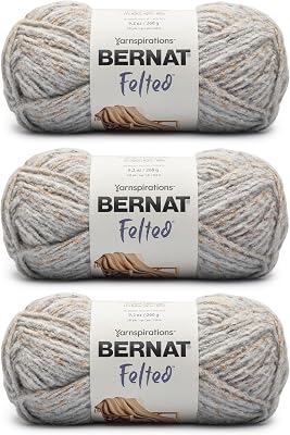 Bernat Felted Cloudy Sky Fleck Yarn - 3 Pack of 9.2oz260g - Blended Fiber - #6 Super Bulky - 249 Yards - Knitting, Crocheting & Crafts