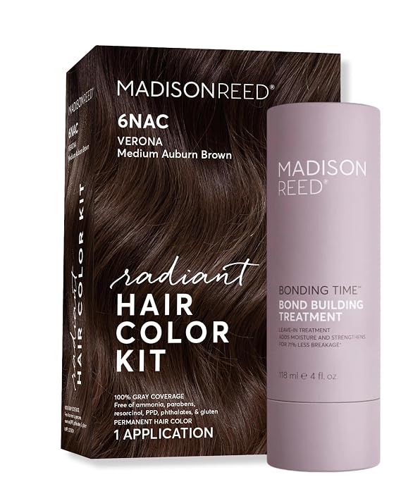Madison Reed Hair Color & Bonding Time Bundle - Radiant Hair Color Kit in Verona Brown - 6NAC and Bonding Time Hair Serum