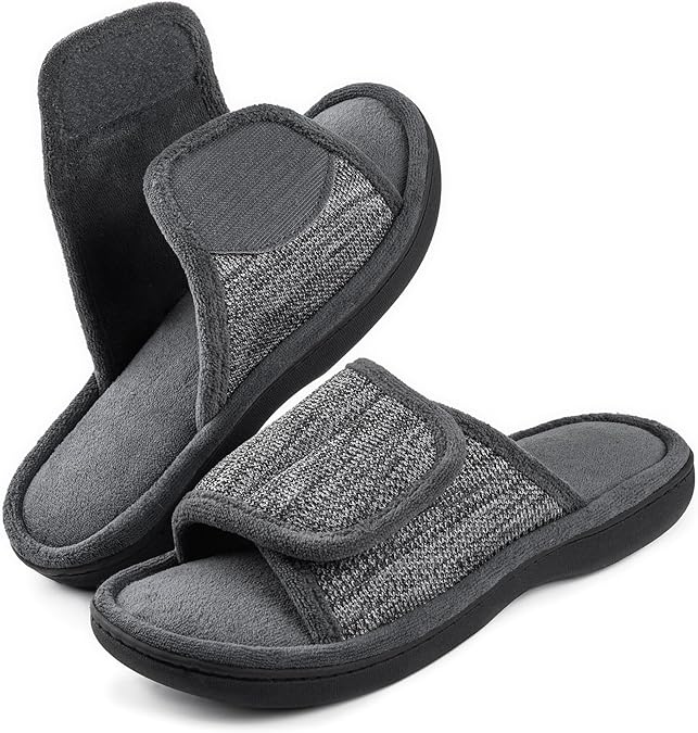 RockDove Men's Adjustable Wrap Slide Slipper | Adjustable Wrap, Indoor/Outdoor Sole, Memory Foam, Machine Washable, Non-Slip, Comfortable, Breathable