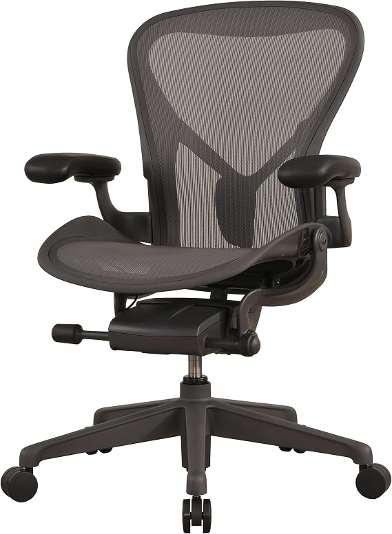 Herman Miller AER1A12PWZSSG1G1BBBK23103 Aaron Chair, Light, Office Chair, Arm, A Small Size, Graphite Black BB Caster