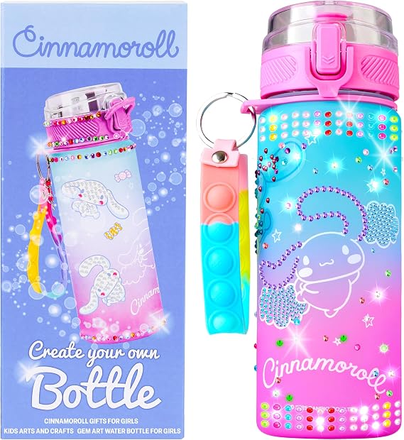 Get Trend Sanrio Hello Kitty Decorate Your Own Water Bottle Kit Girls Teens, Cinnamoroll, 18.6 fl oz, Kawaii Gifts for Girls (Multi Cinamonroll)