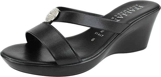 ITALIAN Shoemakers Besy Women's Wedge Moderate Height Band Sandal