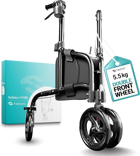 Helavo 3 Wheel Walker with Double Front Wheels, Narrow Walker for Seniors