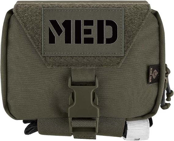 PETAC GEAR Tactical Rip Away Medical Pouch Tear Off First Aid IFAK Pouch Molle & Belt Horizontal Outdoor Emergency Survival Bag (Rg with Patch)