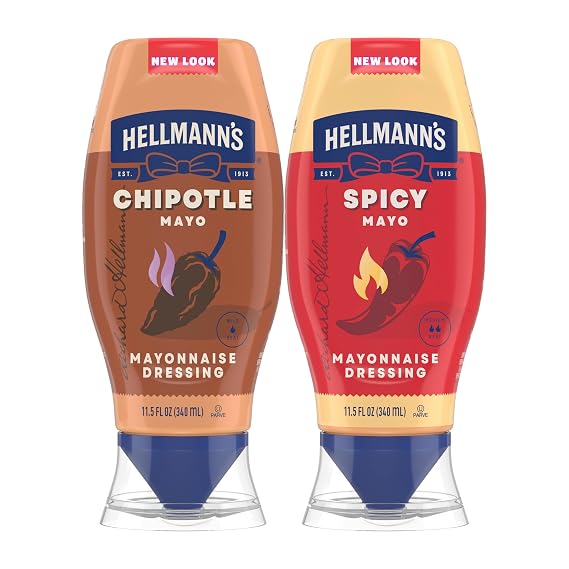 Hellmann's Spicy Mayonnaise Dressing 1 ct Squeeze Bottle For a Rich, Creamy Condiment Made with Real Chili Peppers 11.5 oz