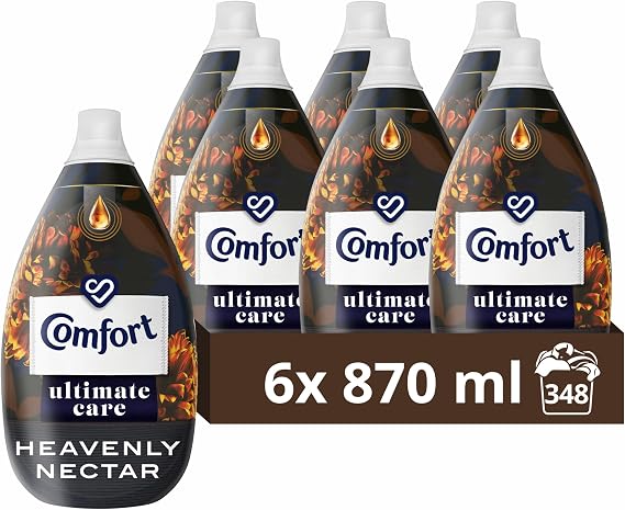 Comfort Ultimate Care Heavenly Nectar Ultra-Concentrated Fabric Conditioner bottle made of 100% recycled plastic* for complete clothes protection 348 washes (6x 870 ml)