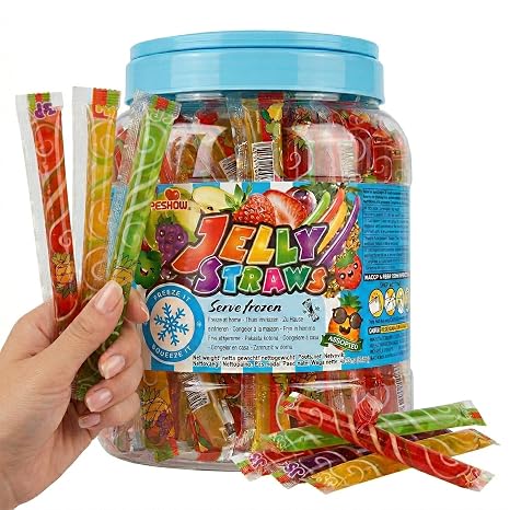 Jelly Straws 14kg - XXL Große Packung Ideal zum Sparen Leckere Frucht-Geleebänder Jelly Strips Straws Fruchtgummistäbchen/Geleefruchtstreifen perfekt für den Sommer