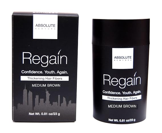 Regain Hair Fibers by Absolute 0.81oz / 23g (Medium-Brown)
