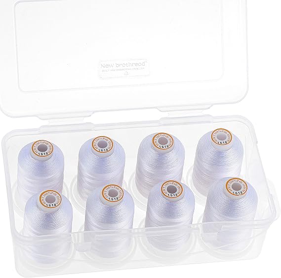 New brothread 8 Spools Polyester Embroidery Machine Thread -8xSnow White