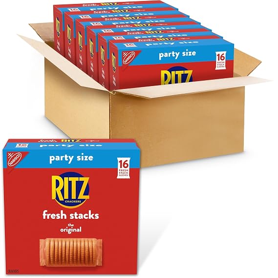 RITZ Fresh Stacks Original Crackers, Bulk Travel Snacks, Party Size, School Snacks, 6 Boxes (96 Multi Snack Packs)