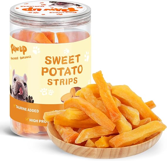PAWUP Sweet Potatoes Strips Dog Treats, High Fiber, 12.5oz | Single Ingredient Chews, With Taurine, Chewy Sticks for Small & Medium Dogs, Easy to Digest, Grain Free