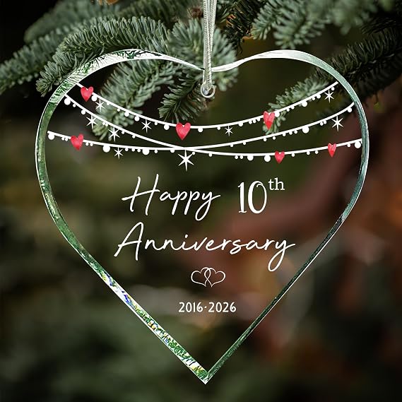 ZUNON 10 Year for Him 10th Wedding Couple Marriage Husband Ornament Hanging Decorations 3" Christmas Ornaments 2026 (10th Anniversary