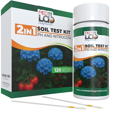 Med Lab Soil Test Kit, 2-in-1 Soil Nitrogen & PH Test Strips