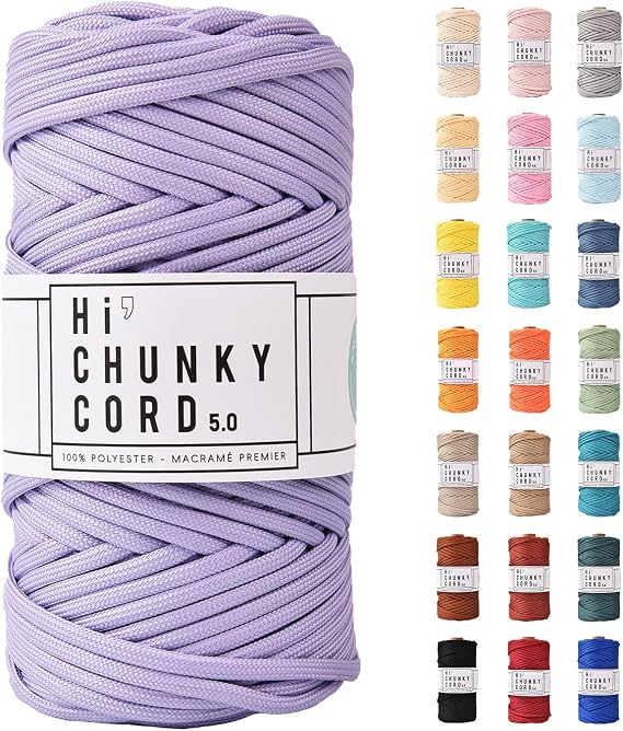 PLY-BR 5mm x 53 Yard Craft Soft Pure Braided Polyester DIY Crafts Macrame Rope Cord Yarn / 01-Lavender
