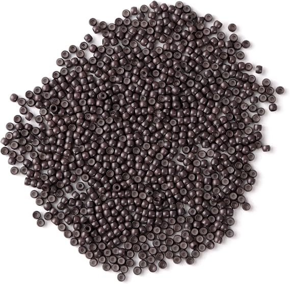 Vlasy Silicone Lined Nano Rings Beads for Nano Tip Hair Extensions Micro Nano Beads (200pcs, Brown)