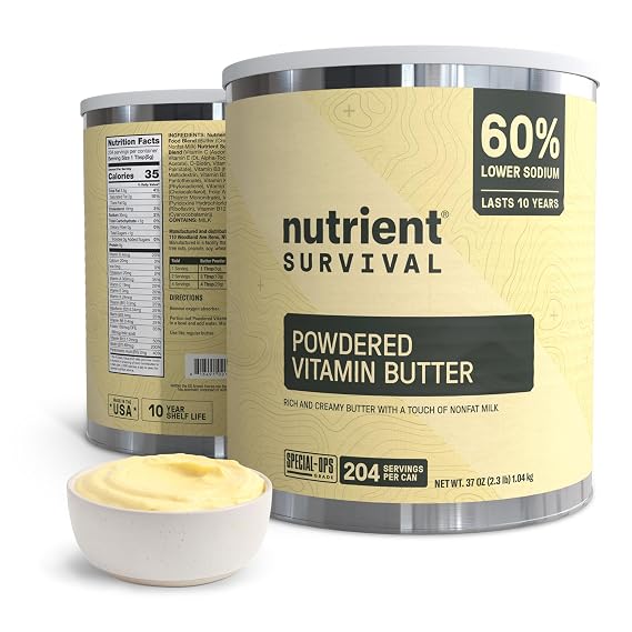 Butter Powder, Freeze Dried Prepper Supplies & Emergency Food Supply, #10 Can, 204 Servings, Soy & Gluten Free, Shelf Stable Up to 10 Years, One Can, 204 Servings