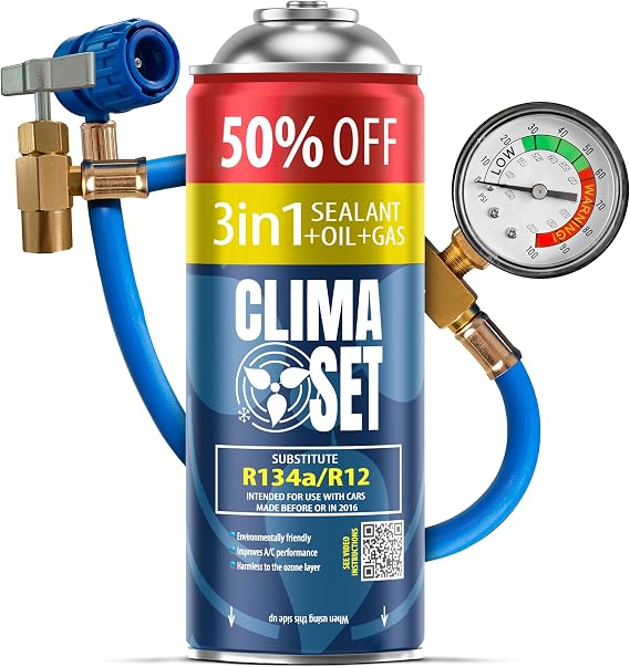 ClimaSet Replacement of 3in1 refrigerant gas R134a 1x235 g for Air conditioning air conditioning pressure gauge, Air conditioner - Car air conditioning refill - R134a gas - ECO