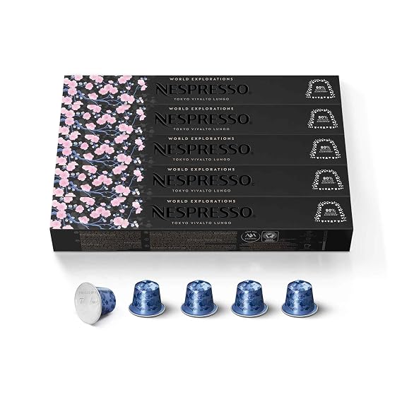 Nespresso Original, Tokyo Lungo, Medium Roast, 50-Count Coffee Pods