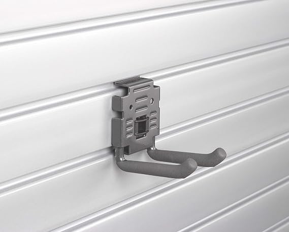 HandiWall 4" Double Hook with Locking Bracket for Tool Storage on Garage Slatwall Panels