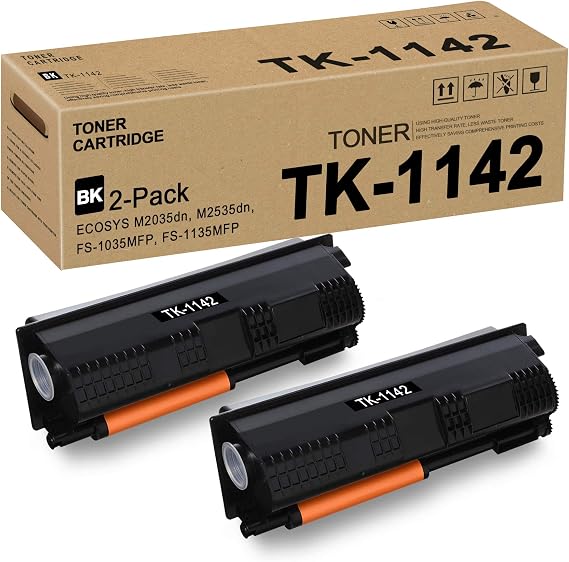 TK1142 TK-1142 1T02ML0US0 Toner Cartridge Replacement for Kyocera ECOSYS M2035dn M2535dn FS-1035MFP FS-1135MFP Toner Kit Printer (2 Pack,Black)
