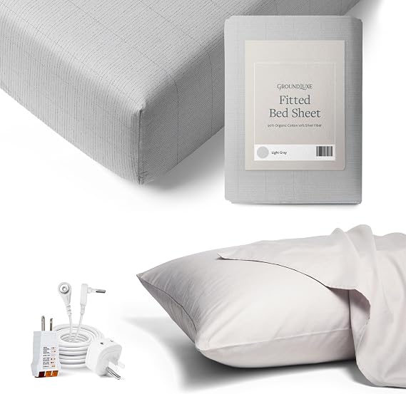 GroundLuxe California King Light Gray Sheet & Pillowcase Bundle