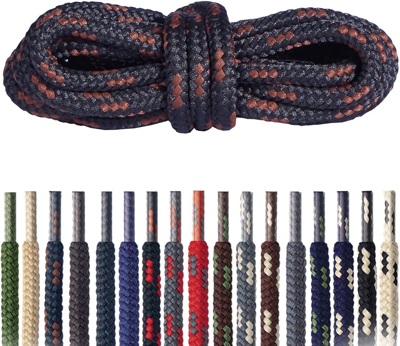 Mountval Hiking & Walking Boot Laces Heavy Duty Round Cord, Tear-Resistant Polyester, Durable - 6 Lengths, 17 Colours