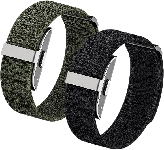 2 Pack Nylon Loop Replacement Straps for Hume Band, Adjustable Fitness Tracker Wristband Compatible with Hume Health Band, Silver Buckle Replacement Wrist Band for Women Men