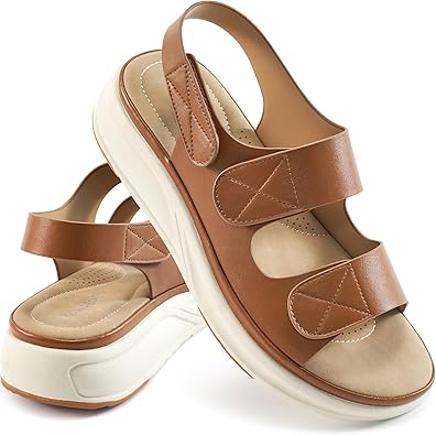 Aomigoct Womens Wedge Sandals Dressy Comfortable Open Toe Wedges for Women - Casual Walking Platform Sandal