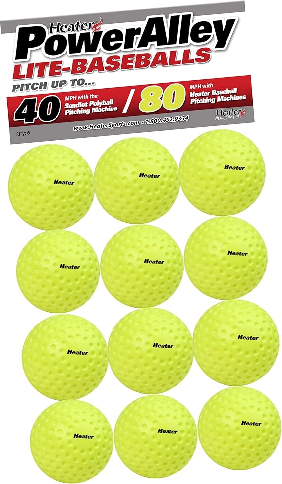Heater Sports Power Alley 80 MPH (Sandlot 40 MPH) Soft Green Foam Balls - 1 Dozen, Lightweight, Accurate, and Long-Lasting, | Ideal for Batting and Fielding Practice for All Ages - HSG29