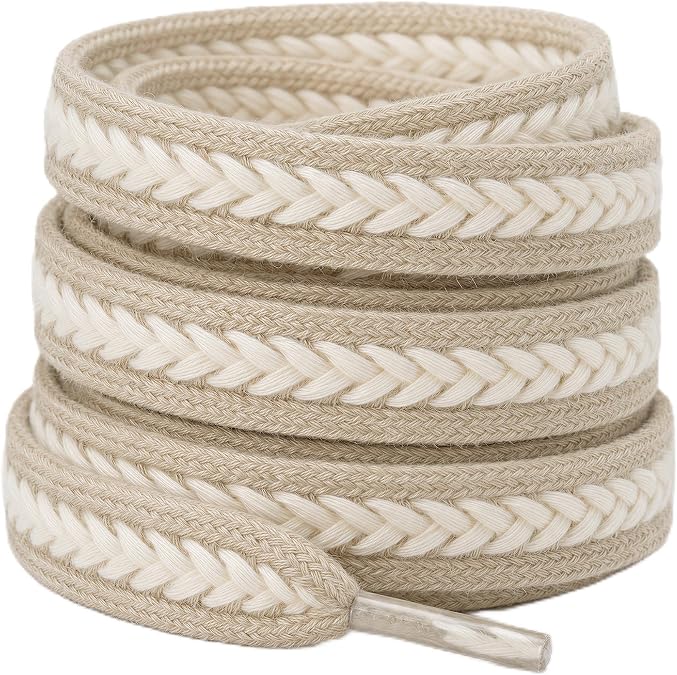 Fat Shoe Laces for Sneakers, Thick Flat Braided Cotton Shoelaces