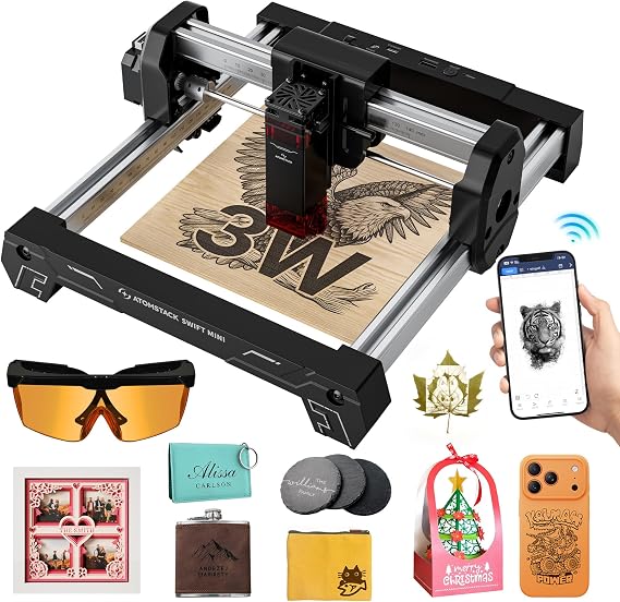ATOMSTACK 3W Black Laser Engraver,Engraving Machine for Beginners
