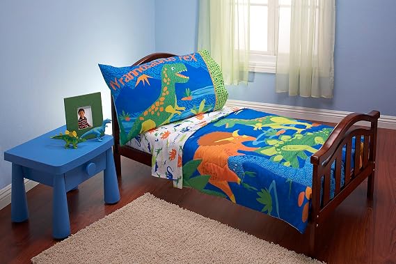 Everything Kids 4 Piece Toddler Bedding Set, Dinosaurs