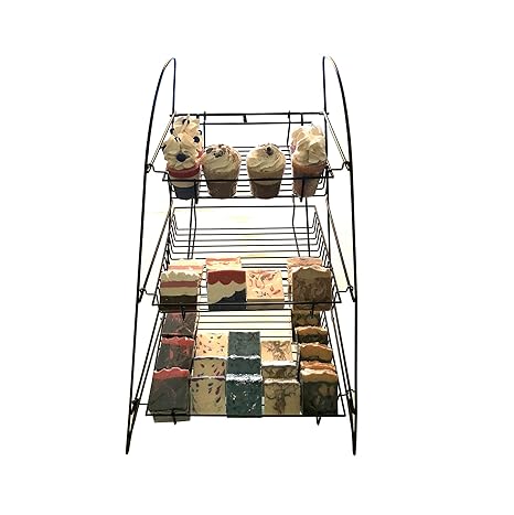 FixtureDisplays 3-Tier Wire Display Rack Bakery Snacks Confection Tray Display Countertop Stand Black 120047