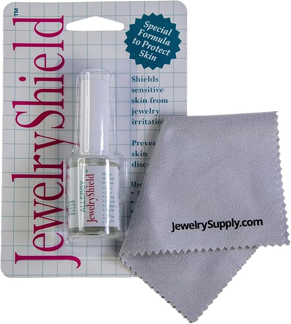 Jewelry Shield 1/2 oz Bottle - Protective Coating for Allergies Sensitive Skin with Premium Buffing Cloth