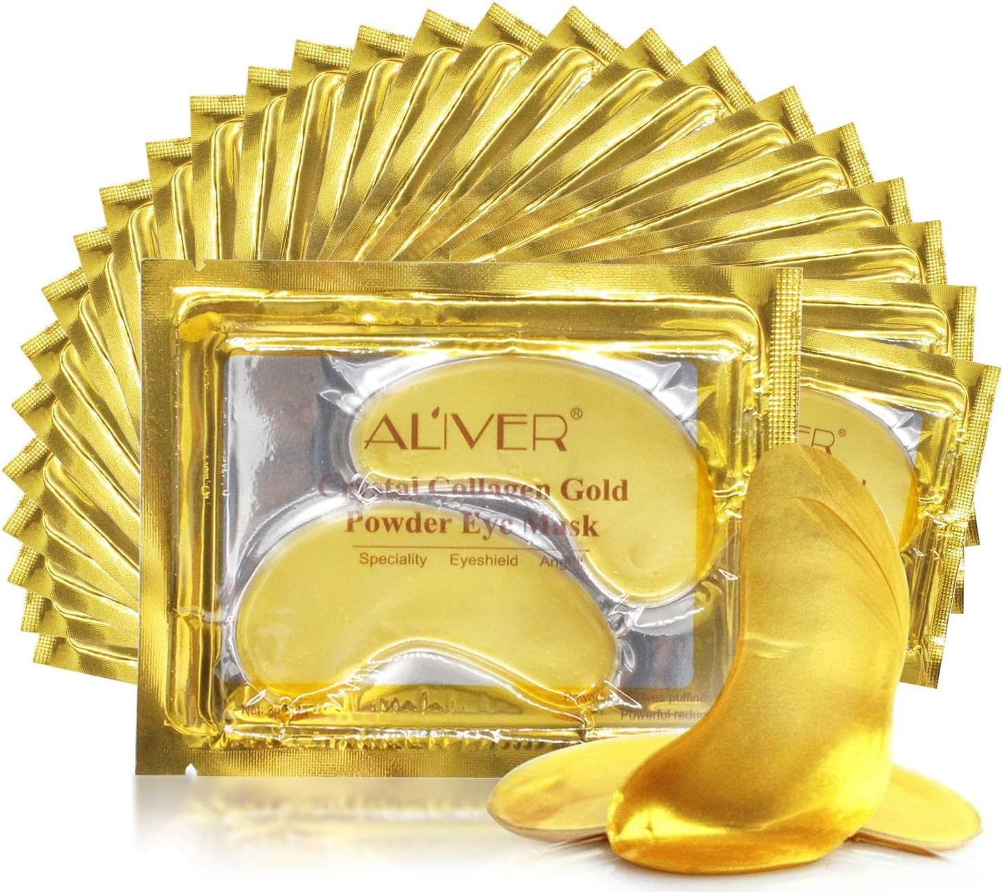 20 Pairs24K Gold Under Eye Treatment Masks,Crystal Gold Powder Gel Collagen Eye Mask for Under Eye Wrinkles, Remove Eye Bags, Under-eye, Dark Circles, Hydrating, Puffy Eyes