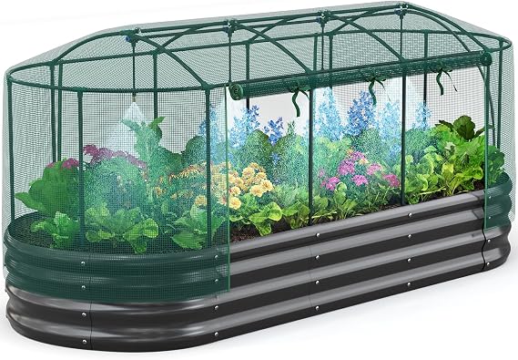 Quictent Raised Garden Bed Kit with Self Watering System & Netting 8x3x1Ft
