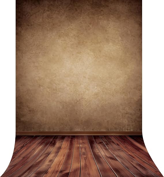 Brown Rustic Wall Wood Floor Abstract Photography Backdrop | 5Wx7H, Decorations Headshot: soft photo backdrop fabric, foldable with realistic print; stand not included.