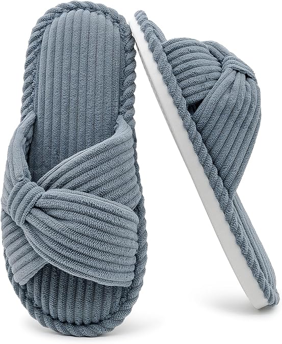 ISZPLUSH Women's Cozy Open-Toe Slippers - Soft House Shoes for Indoor Comfort, Non-Slip Bedroom Slippers for Women, Lightweight Breathable Lounge Shoes