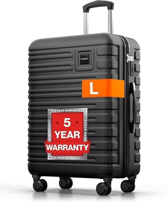 Travely Polycarbonate L Suitcase 67cm - 20kg Suitcase Including TSA Lock, Hard Suitcase on 4 Wheels, Suitcase Medium Size Hardshell, Suit Case,