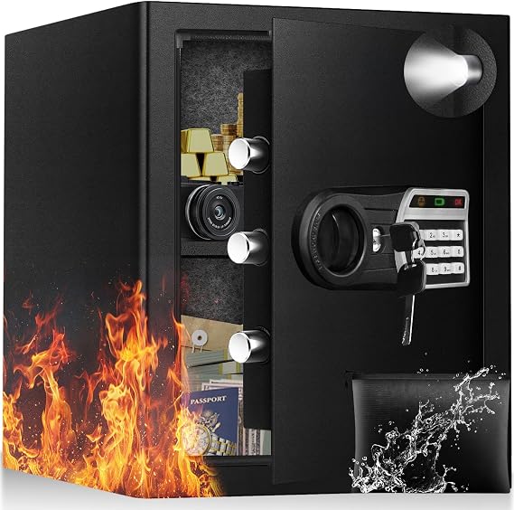 50L Anti-Theft Safe, Fireproof Bag, Keypad + Key, LED