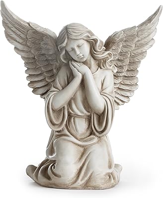 Napco Imports Outdoor Garden Patio Statue Figurine 12.5 Inch Resin Kneeling Angel