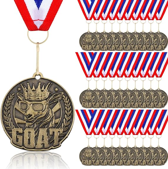 Quelay 30 Pcs Pendant Champ Medal Funny Medals for Awards with Neck Ribbon Award Necklace for Football Basketball Sports Tournament MVP Awards Collections