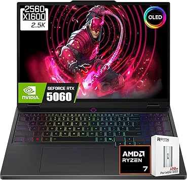 Lenovo Legion 5 15.1" WQXGA OLED 165Hz Gaming Laptop, NVIDIA GeForce RTX 5060 8GB GDDR7, AMD Ryzen 7-260(>Intel i9-13905H), WiFi 7, RGB Backlit, Win11 Home, W/128GB PSD(16GB|512GB SSD)